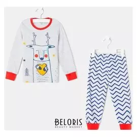 Пижама для мальчика, цвет серый/красный, рост 92-98 см