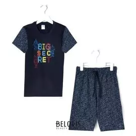 Пижама для мальчика, цвет тёмно-синий, рост 134-140 см