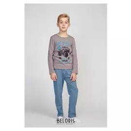 Пижама для мальчиков, цвет серый/клетка, рост 104-110 см