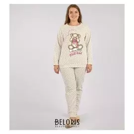 Пижама женская (Лонгслив, брюки), цвет шампань, размер 48