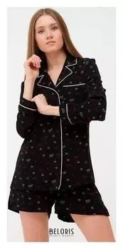 Пижама женская (Рубашка, шорты) Minaku цвет чёрный, р-р 48