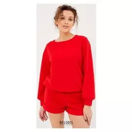 Пижама женская (Свитшот, шорты) Minaku: New Happy цвет красный, р-р 46