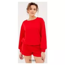 Пижама женская (Свитшот, шорты) Minaku: New Happy цвет красный, р-р 50