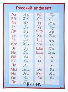 Плакат обучающий "Русский алфавит, прописные и печатные буквы" А2