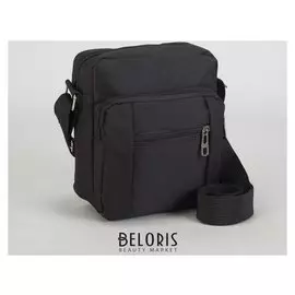 Планшет мужской, 2 отдела на молниях, наружный карман, регулируемый ремень, цвет чёрный