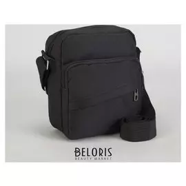 Планшет мужской, 2 отдела на молниях, наружный карман, регулируемый ремень, цвет чёрный