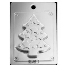 Пластиковая форма для мыла "Ель со звездами" 10х7,5х1,5 см