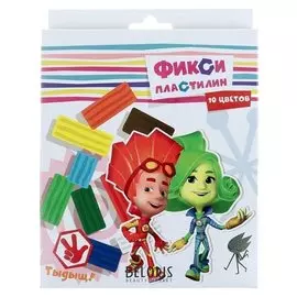 Пластилин 10 цветов Фиксики пластиковый стек