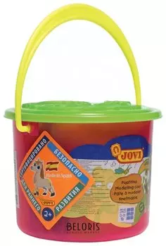 Пластилин JOVI, набор, 6 цветов, 3 формочки, 3 стека, клеенка, пластиковое ведро