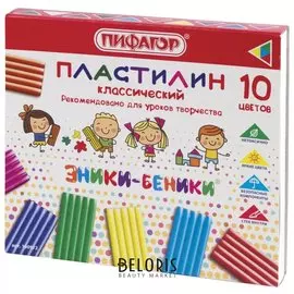 Пластилин классический "Эники-беники", 10 цветов, со стеком