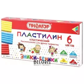 Пластилин классический "Эники-беники", 6 цветов, со стеком