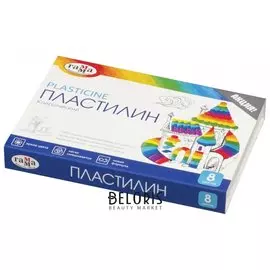 Пластилин классический "Классический", 8 цветов, со стеком