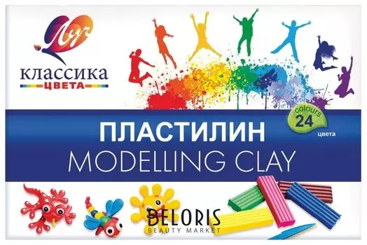 Пластилин классический "Классика", 24 цвета, со стеком