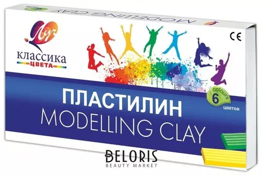 Пластилин классический "Классика", 6 цветов, со стеком