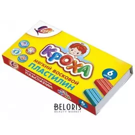 Пластилин мягкий "Кроха", 6 цветов, со стеком