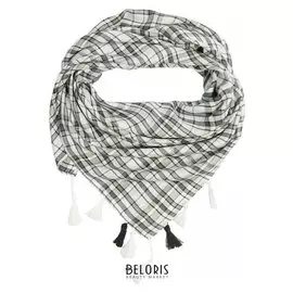 Платок женский, цвет белый/клетка, размер 100x100