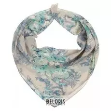 Платок женский, цвет бежевый/голубой, размер 96х96