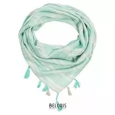 Платок женский, цвет бирюзовый/клетка, размер 100x100