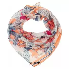 Платок женский, цвет молочный/оранжевый, размер 96х96