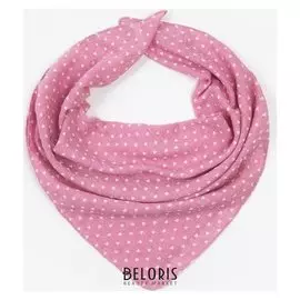 Платок женский текстильный, цвет розовый/горох, размер 60х60