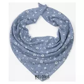 Платок женский текстильный, цвет синий/цветы, размер 60х60