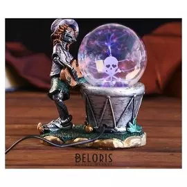 Плазменный шар "Скелет с гармошкой/гитарой" 18х16х18 см