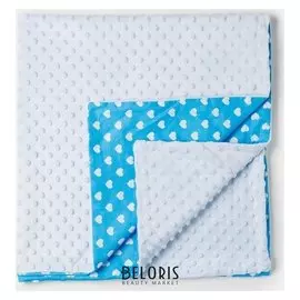 Плед детский двусторонний голубой 90х100см, плюш 260г/м пэ100%, бязь 125г/м хл100%