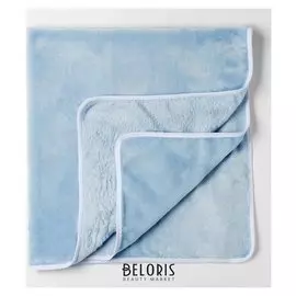 Плед детский нежно голубой 90х100см, велсофт 260г/м пэ100%