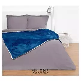 Плед двуслойный "Этель", 130х180 см, синий, 100% п/э