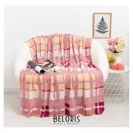 Плед мадрас бордовый 140х200см флис 180г/м пэ100%