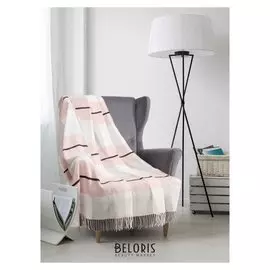 Плед Modena 140х200 см. св.беж/роз, шерсть 20%, пан 50%, пэ 30%