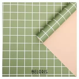 Пленка для цветов "Клетка", бамбук-бежевый, 0,58 х 10 м