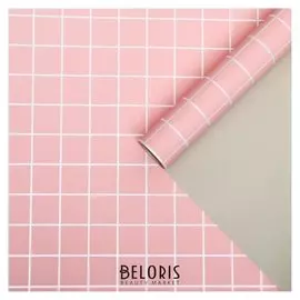 Пленка для цветов "Клетка", персиковый-серый, 0,58 х 10 м