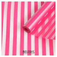 Пленка матовая "Полоски", ярко-розовая, 0,6 х 10 м