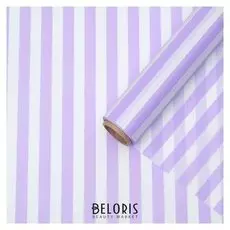 Пленка матовая "Полоски", светло-сиреневый/белый, 0,6 х 10 м