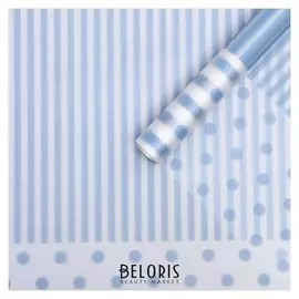 Плёнка матовая "Линии-горох" голубой, 0,58 х 10 м