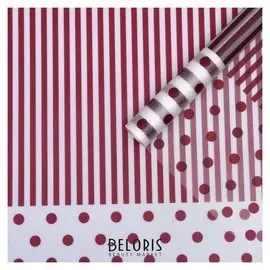 Плёнка матовая "Линии-горох" винный, 0,58 х 10 м