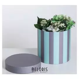 Подарочная коробка круглая «Полоски», 18 × 18 х 18 см