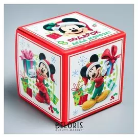 Подарочная коробка «С новым годом!», микки маус и друзья, 9 х 9 х 9 см