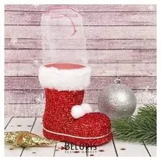 Подарочная упаковка "Сапожок" красный с завязками