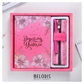 Подарочный набор "Дорогому учителю", ежедневник А5 96 листов, пенал, ручка