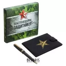 Подарочный набор "Настоящему защитнику": кошелёк и ручка