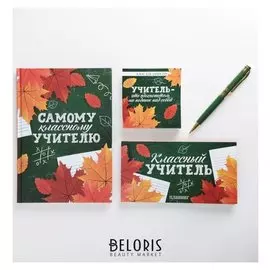 Подарочный набор "Самому классному учителю": ежедневник, планинг, ручка, блок бумаг