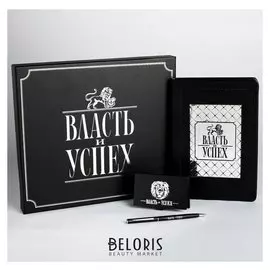 Подарочный набор "Власть и успех", ежедневник, ручка, визитница