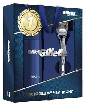 Подарочный набор защитнику, Gillette Fusion: бритва с 1 сменной кассетой+гель для бритья Ultra Sensitive, 75мл