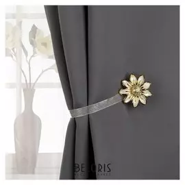 Подхват для штор «Ромашка», D = 6 см, цвет бежевый/золотой