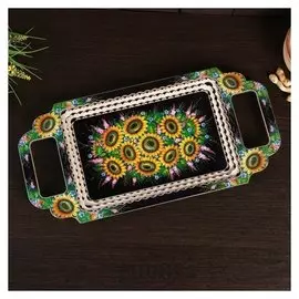 Поднос "Подсолнухи", 21х44 см