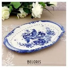 Поднос «Силуэт птица», гжель