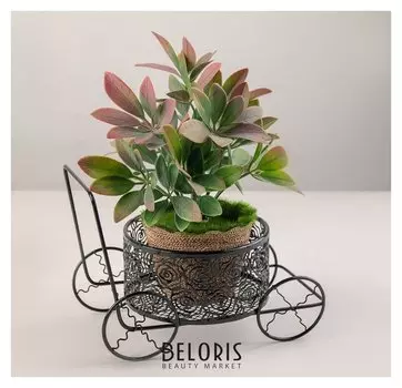 Подставка для цветов «Коляска», D=11,5 см, цвет чёрный