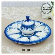 Подставка для яиц, большая, гжель, фарфор, D=22 см